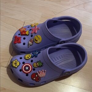 Women Purple CROCS with Fun Charms 
( size 22-23cm)